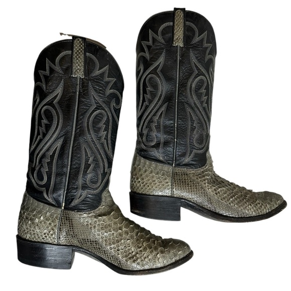 J Chisholm Snakeskin Leather Python Cowboy Boots Men\'s Sz 10 EE Leather Lined main image 15